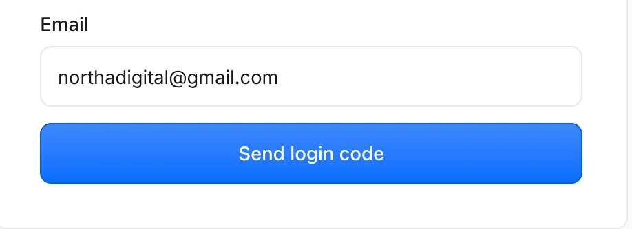 Captura del campo de correo de quien entra, con el botón para enviar el código.